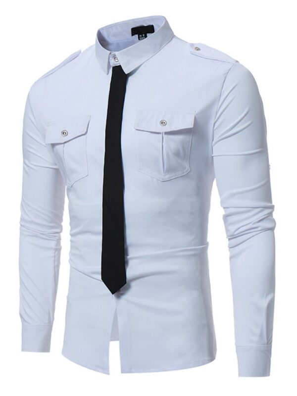 Ericdress Pocket Tie Decorated Unique Slim Men's Shirt