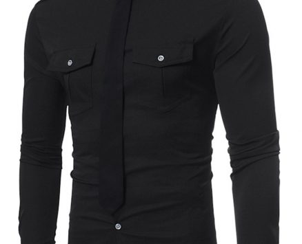 Ericdress Pocket Tie Decorated Unique Slim Men’s Shirt