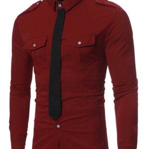 Ericdress Pocket Tie Decorated Unique Slim Men's Shirt