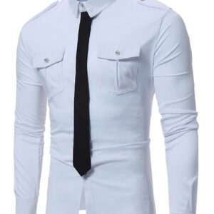 Ericdress Pocket Tie Decorated Unique Slim Men's Shirt