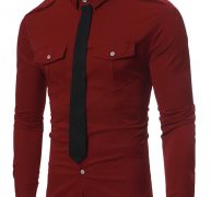Ericdress Pocket Tie Decorated Unique Slim Men’s Shirt