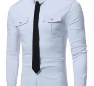 Ericdress Pocket Tie Decorated Unique Slim Men’s Shirt