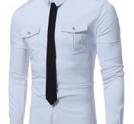 Ericdress Pocket Tie Decorated Unique Slim Men’s Shirt