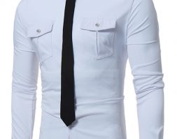 Ericdress Pocket Tie Decorated Unique Slim Men’s Shirt