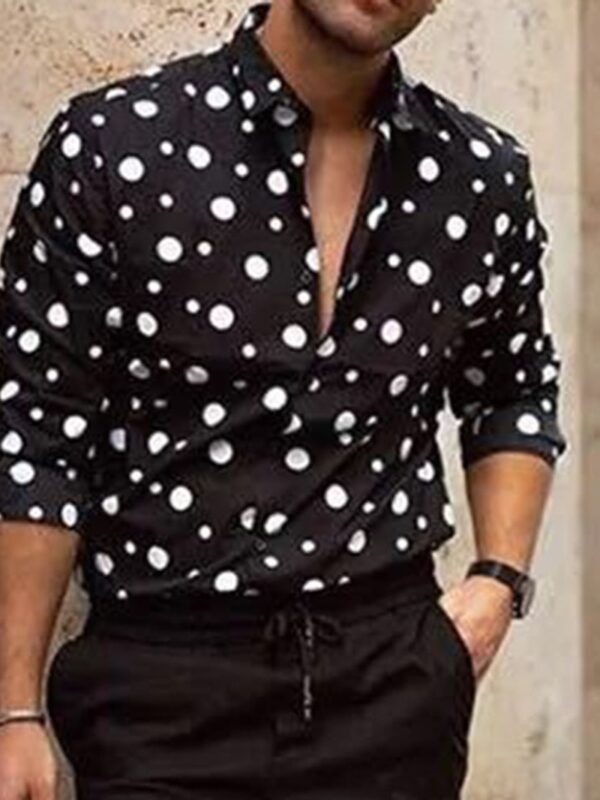 Ericdress Polka Dots Lapel Print Single-Breasted Men's Shirt