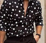 Ericdress Polka Dots Lapel Print Single-Breasted Men’s Shirt