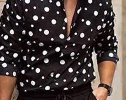 Ericdress Polka Dots Lapel Print Single-Breasted Men’s Shirt