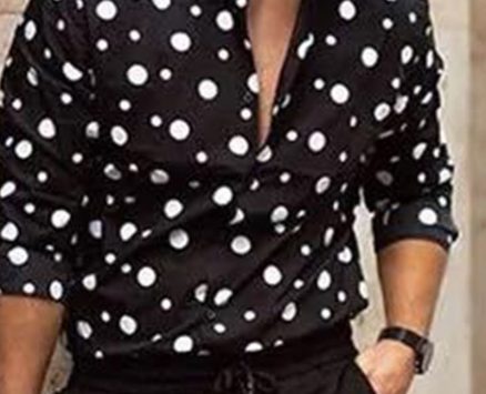 Ericdress Polka Dots Lapel Print Single-Breasted Men’s Shirt