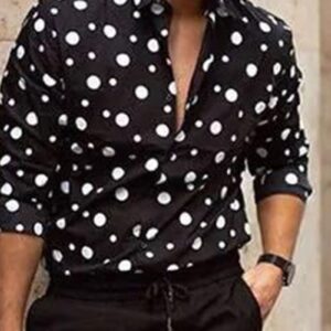 Ericdress Polka Dots Lapel Print Single-Breasted Men's Shirt