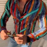 Ericdress Print Casual Lapel Slim Single-Breasted Men’s Shirt