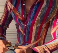 Ericdress Print Casual Lapel Slim Single-Breasted Men’s Shirt