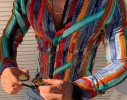 Ericdress Print Casual Lapel Slim Single-Breasted Men’s Shirt