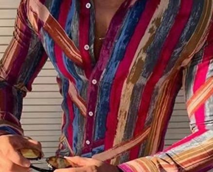 Ericdress Print Casual Lapel Slim Single-Breasted Men’s Shirt