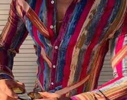 Ericdress Print Casual Lapel Slim Single-Breasted Men’s Shirt