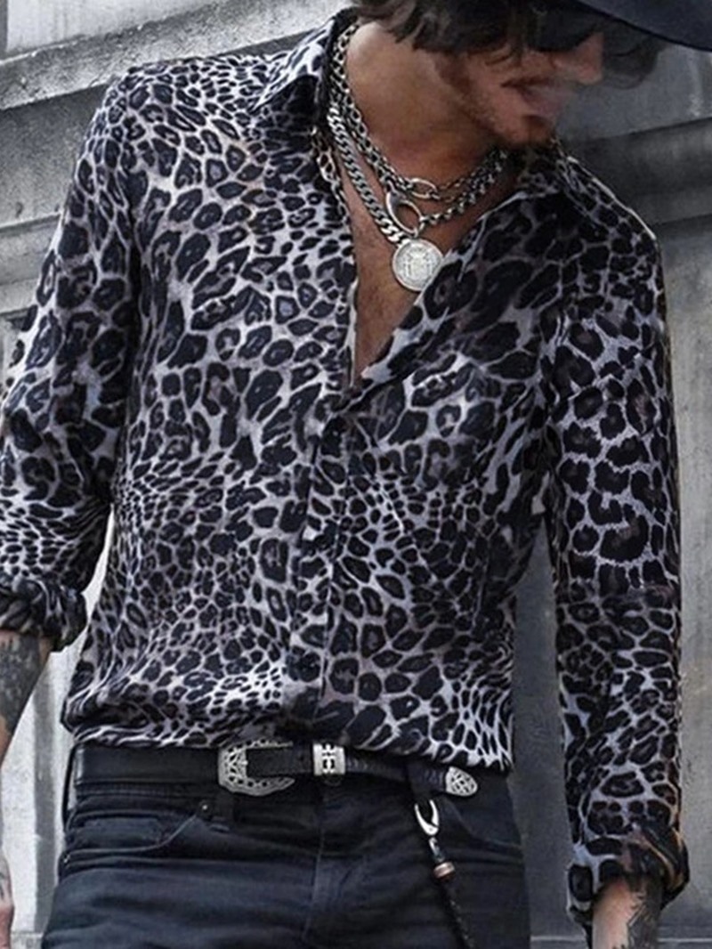 Ericdress Print Casual Leopard Spring Single-Breasted Men's Shirt