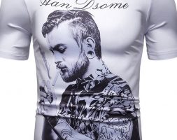 Ericdress Print Casual Round Neck Slim Mens T-shirt