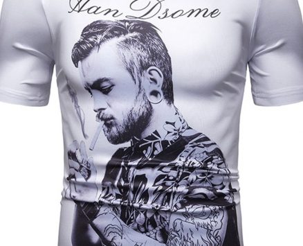 Ericdress Print Casual Round Neck Slim Mens T-shirt