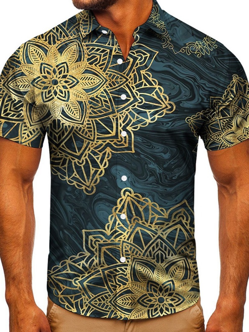 Ericdress Print Casual Slim Single-Breasted Men's Shirt