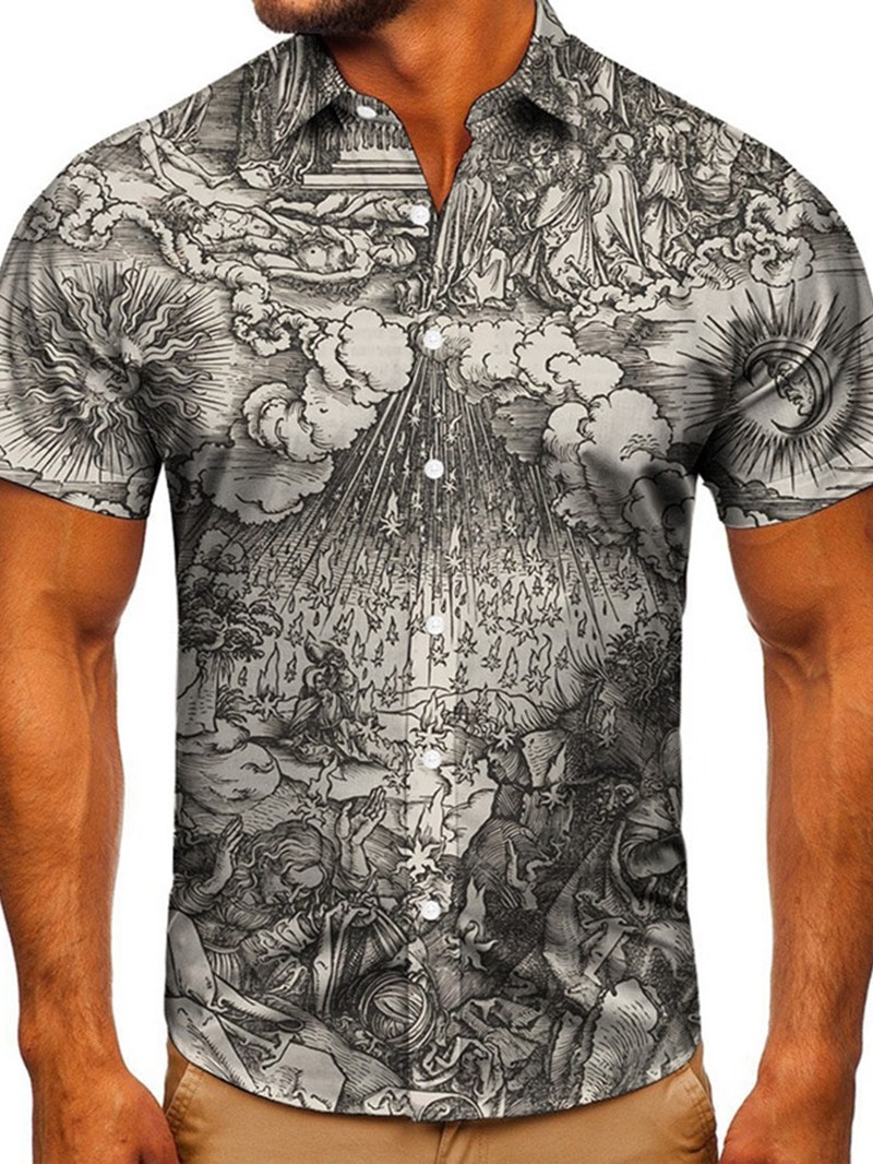 Ericdress Print Casual Slim Single-Breasted Men's Shirt