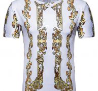 Ericdress Print Color Block Casual Straight Mens T-shirt