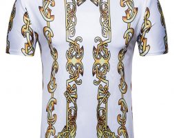 Ericdress Print Color Block Casual Straight Mens T-shirt