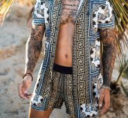 Ericdress Print Color Block European Loose Men’s Shirt