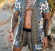 Ericdress Print Color Block European Loose Men’s Shirt