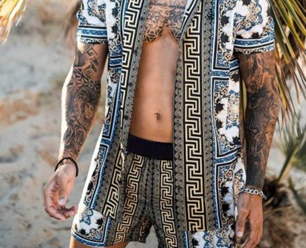 Ericdress Print Color Block European Loose Men’s Shirt