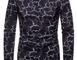 Ericdress Print Color Block Lapel Spring Single-Breasted Men’s Shirt