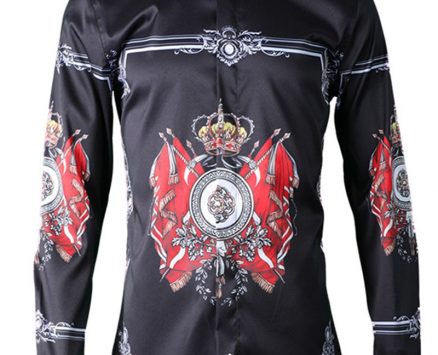 Ericdress Print Color Block Slim Halloween Men’s Shirt