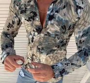 Ericdress Print European Color Block Slim Men’s Shirt