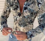 Ericdress Print European Color Block Slim Men’s Shirt