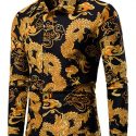 Ericdress Print European Lapel Single-Breasted Men’s Shirt