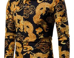 Ericdress Print European Lapel Single-Breasted Men’s Shirt