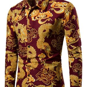 Ericdress Print European Lapel Single-Breasted Men's Shirt