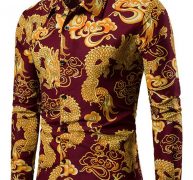 Ericdress Print European Lapel Single-Breasted Men’s Shirt