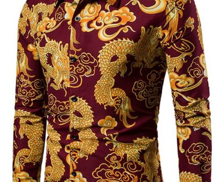 Ericdress Print European Lapel Single-Breasted Men’s Shirt