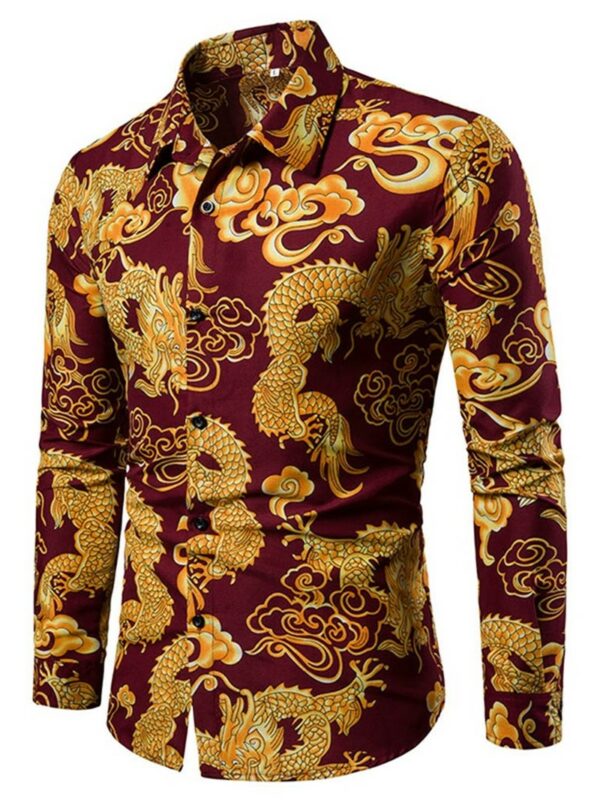 Ericdress Print European Lapel Single-Breasted Men's Shirt