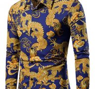 Ericdress Print European Lapel Single-Breasted Men’s Shirt