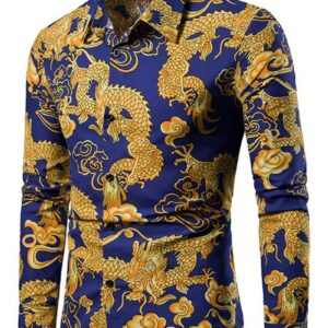 Ericdress Print European Lapel Single-Breasted Men's Shirt