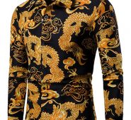 Ericdress Print European Lapel Single-Breasted Men’s Shirt