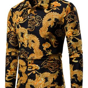 Ericdress Print European Lapel Single-Breasted Men's Shirt