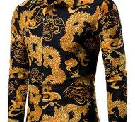 Ericdress Print European Lapel Single-Breasted Men’s Shirt