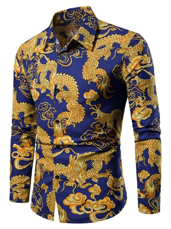 Ericdress Print European Lapel Single-Breasted Men's Shirt