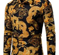 Ericdress Print European Lapel Single-Breasted Men’s Shirt
