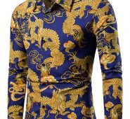 Ericdress Print European Lapel Single-Breasted Men’s Shirt
