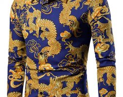 Ericdress Print European Lapel Single-Breasted Men’s Shirt