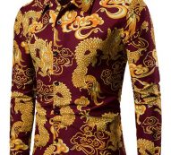 Ericdress Print European Lapel Single-Breasted Men’s Shirt