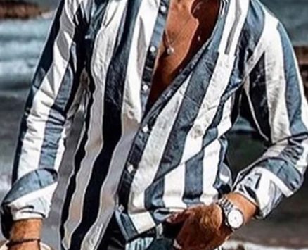 Ericdress Print European Stripe Single-Breasted Fall Men’s Shirt