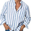 Ericdress Print European Stripe Single-Breasted Fall Men’s Shirt